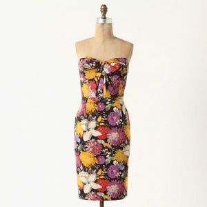 Anthropologie Tropica Floral Print Strapless Dress